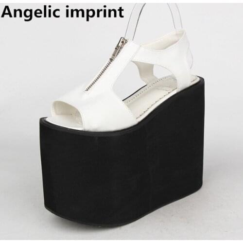 Angelic imprint woman mori girl lolita cosplay shoes lady super high heels wedges pumps women princess summer dress sandals 16cm