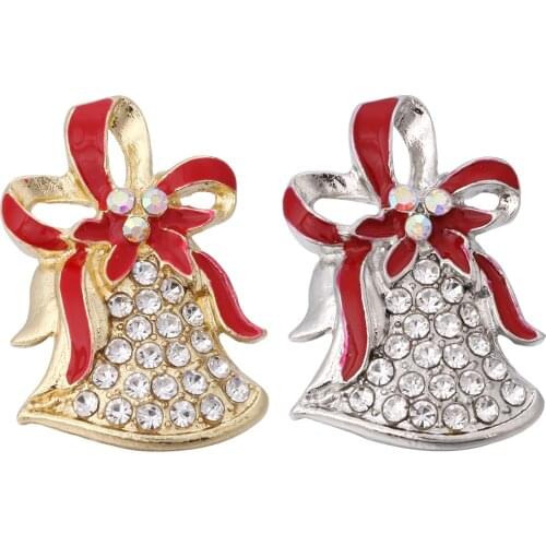 10pcs/lot New Christmas Snaps Jewelry Rhinestone Christmas Bell Snap Buttons Fit 18mm 20mm Snap Button Necklace Bracelet Jewelry