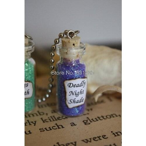 12pcs/lot Glass BOTTLE Necklace Nightmare Before Christmas Deadly Nightshade