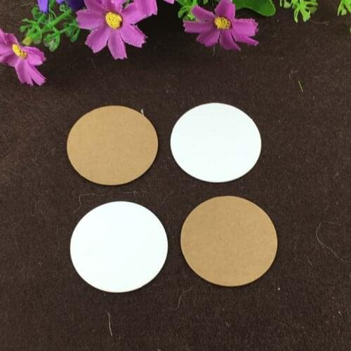 200 pcs/lot 4* 4 cm white/brown paper round cardboard Clothing Tags Blank packaging gift paper /diy design round tag