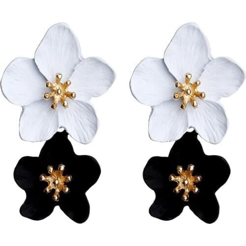 2020 New Design Fashion Jewelry Big Double Flower Mixed Color Earrings for Women Summer Style Party Wedding Exaggerated Earrings