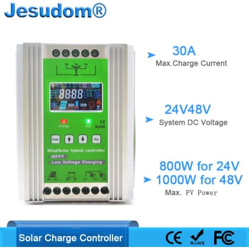 24V48V Solar and Wind Hybrid MPPT Charge Controller Connect with 1000W Solar Panels 800W 1000W Wind Turbine with Dumpload