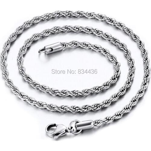 50pcs 2mm 3mm 4mm Good Quality Stainless Steel Pendant Twisted Rope Necklaces Chains Men Womens DIY Jewelry In Bulk Wholesale