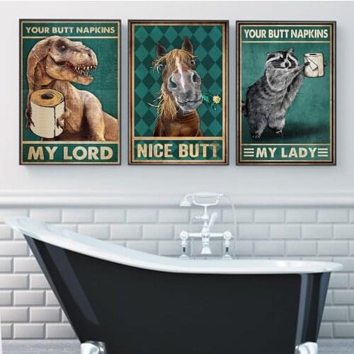 Your Butt Napkins My Lord Toilet Funny Posters and Prints Animals Nice Butt Vintage Wall Art Canvas Painting Bathroom Decoration