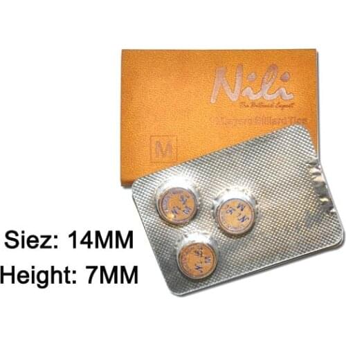 Free shipping 3pcs/lot Original Taiwan 14mm NILI Brown Professional 9layers pigskin leather Billiard Pool cue tips in SS/S/M/H