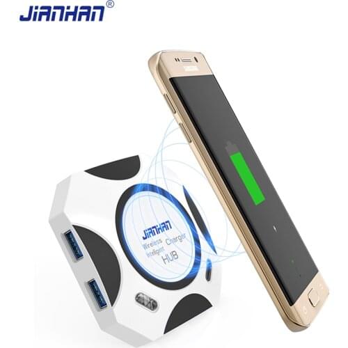 JianHan Qi Wireless Charger 10W 5V 2A Fast Wireless Charging USB type C Hub for Samsung Galaxy S8 S6 S7 Edge Note4
