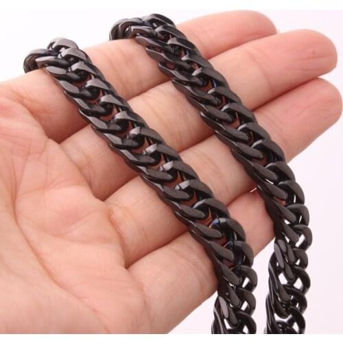 Hot Sale 7"-40" 8mm Black Top Quality 316L Stainless Steel Men Solid Cuban Link Chain Curb Necklace Fashion Gifts Wholesale