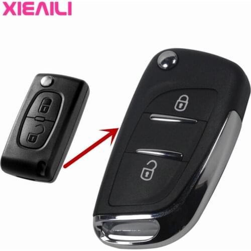 XIEAILI 10Pcs CE0536 2Button Modified Flip Key Case Shell For For Peugeot 307/308 For Citroen C-Quatre HU83 Key Fob Case S141