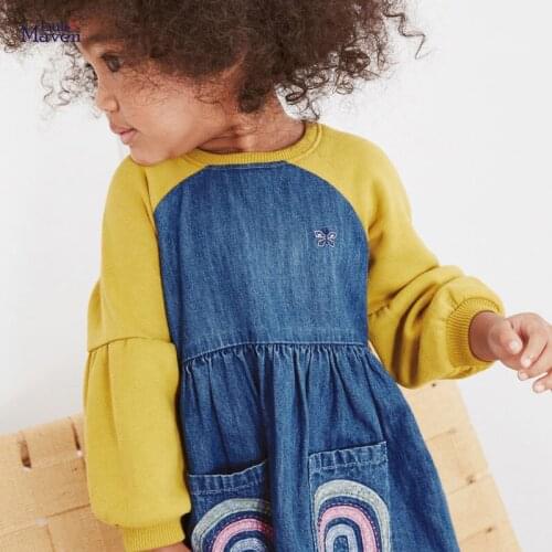 Infant Babe Children Kids Knit Denim Jeans One-piece Dresses for Girls Quality Terry Cotton Long Sleeve Casual Baby Girl Clothes