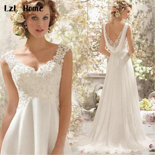 LzL Home Vintage Lace Wedding Dress Backless 2020 Vestidos de Boda Deep V-Neck Bridal Gown Sleeveless Backless Floor Length