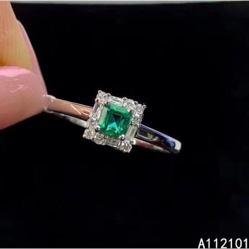 KJJEAXCMY fine jewelry S925 sterling silver inlaid natural Emerald new girl lovely ring support test Chinese style hot selling