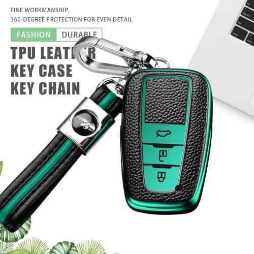 TPU Leather Car Key Case Cover Keychain for Toyota Camry Prado 2017 2018 CHR Prius Corolla RAV 4 Remote Key Shell Protector