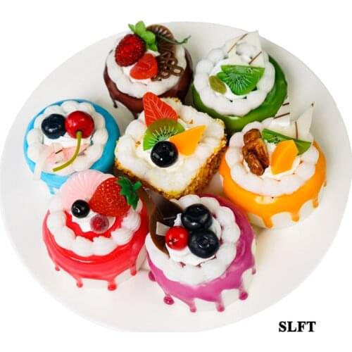 Bakehouse shop store decoration artificial food display props cherry strawberry blueberry kiwi fruit cream simulation cake model