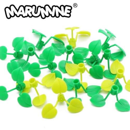 Marumine 50PCS MOC Bricks 6255 Broadleaf Clover-lucky Grass Building Blocks Flower Plant Parts City DIY Assembles Particles
