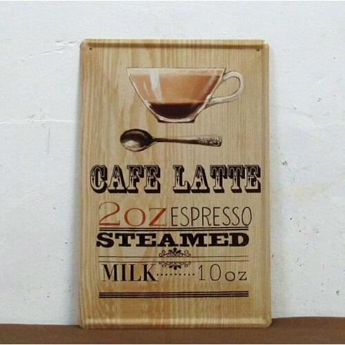 50pcs/lot Metal Sign shabby chic Cafe LATTE metal poster Art wall decor House Cafe Bar C-44 20*30 CM