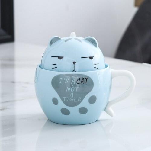 Cute Kawaii Lovely Plutus Cat Mugs Ceramic Cup Coffee Mug With Spoon Tea Milk Drinkware With Cover Breakfast Cups Lovers Gift