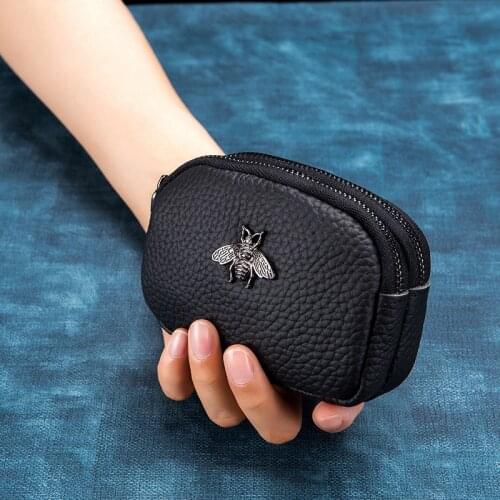 Girls Purse Mini Genuine Leather Cute Clutch Bag Zero Wallet For Women Luxury Unique Coin Pouch Wholesale Bees Money Bag