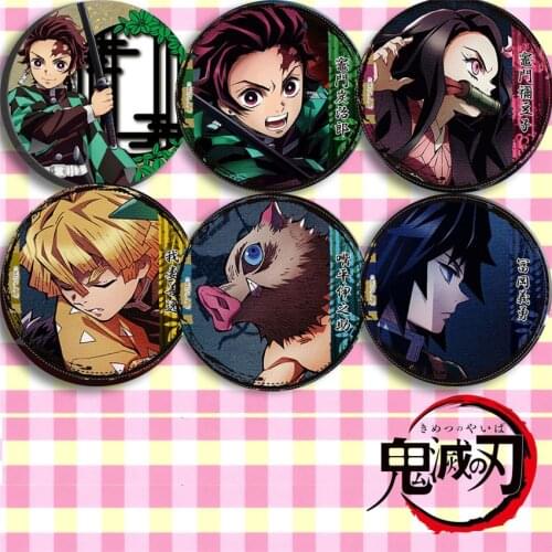 Takelama 6PCS a set Demon Slayer Kimetsu No Yaiba Brooch Pins Schoolbag Badge Metal Collection Backpacks Brooch Anime Props