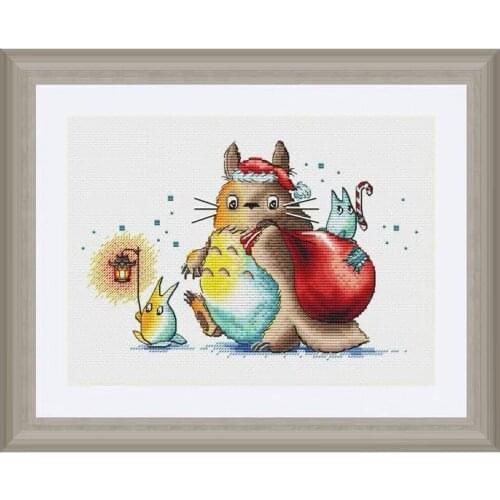 Christmas Eve Cartoon Animals Counted cross stitch kit 14ct 11ct printed fabric embroidery DIY needlework High Quality Fishxx