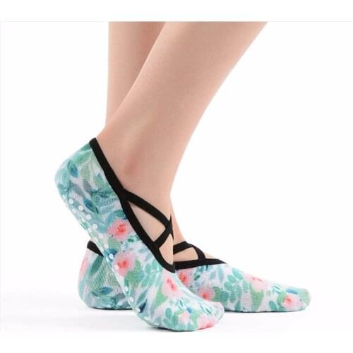 New Summer Thin Print Pilates Sock Slippers Coolmax Wicks Sweat Pile Socks PVC Anti Skid Quick Dry Meias for Crossfit Studio