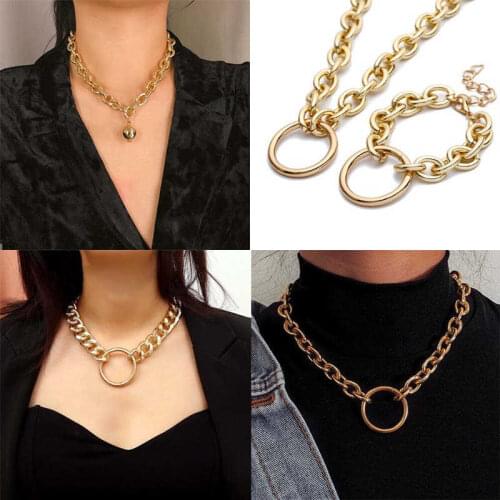 O Choker Chunky Big Round Circle Womens Punk Chain Necklace Gothic