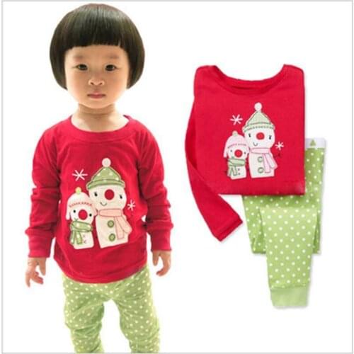 Autumn Christmas Pajamas Suit Baby Boys Sleepwear Set Girls Nightwear Cartoon Santa New Year Kids Pyjamas Children Clothing