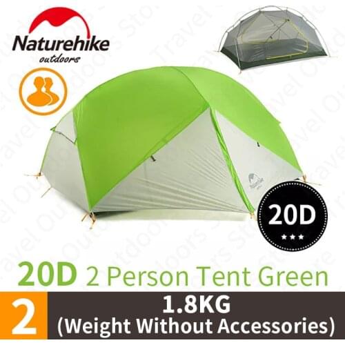 Naturehike Mongar 2 Camping Tent 2 Person 1.8kg 20D Nylon Fabric Double Layer Tent Camping Waterproof Windproof NH17T007-M