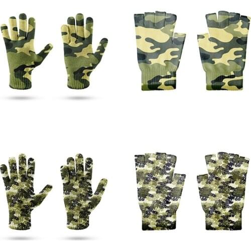 Half-Finger Gloves Camouflage Pattern Print Full Finger Gloves Mens Womens Outdoor Garden Work Gloves Cycling Fishing Gloves