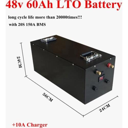 Rechargeable LTO 48V 60AH Lithium titanate battery Pack 2.4v LTO battery for Solar system scooter RV Tricycle+10A Charger