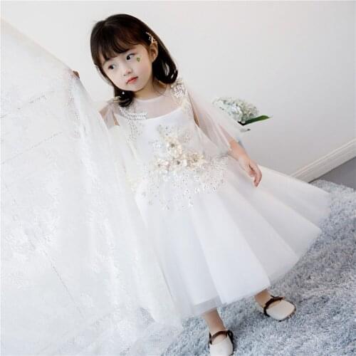 Baby Girl Dress 1 year Birthday Dress Beaded Appliques Lace Baptism Vestido Infantil Princess Ball Gown for Wedding Party