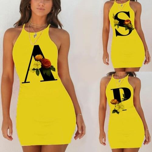 Spaghetti Camisole Mini Short Dress Women Plus Size Bodycon Dress Summer Sexy Sleeveless 26 Letter Print Party Club Dresses 2021