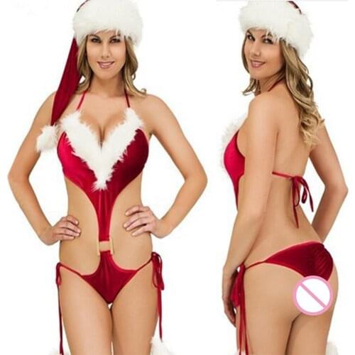 Plus Size Christmas Costumes Sexy Lingerie Underwear Body Suit Play Role Chemise Erotic Sexy Lingerie Nightwear Teddies Sex Suit