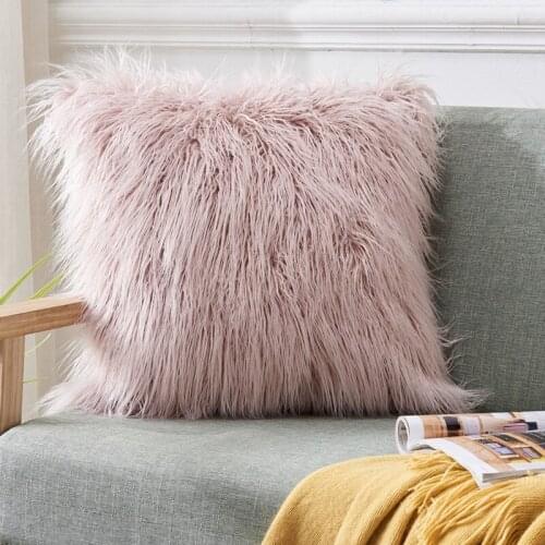 Comfortable solid color Plush pillowcase home fashion living room sofa cushion bedroom comfortable pillow cover 45 * 45cm