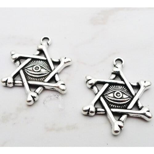 10 Pieces/Lot 20*25 mm Antique Silver Color Five-Pointed Star Eyes Paw Charms For Jewelry Making Fashion Accessories Wholesale