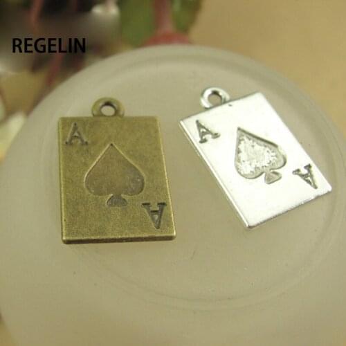 REGELIN Charms Retro poker Pendant Antique bronze Zinc Alloy 50pcs 17*12MM Bracelet Necklace DIY Metal Jewelry Accessories