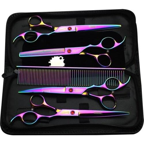 Genuine professional pet groomer scissors Teddy bending shears 7 inch hair trimming scissors tool set