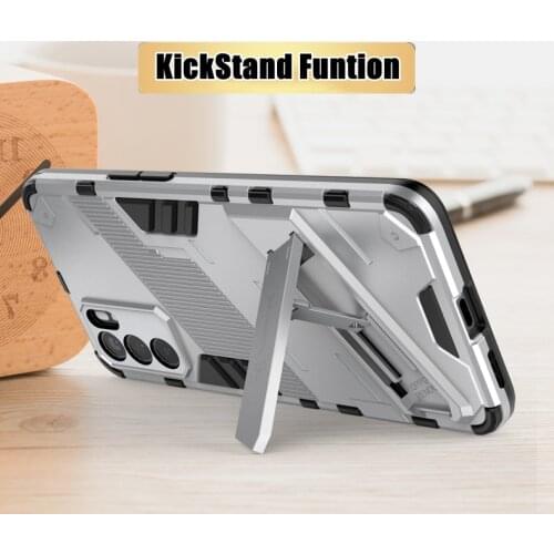 ShockProof Case Capa For OPPO Realme 7 V5 Reno 6 5 4 Pro Plus C15 C12 A53 A32 A93 Punk Style Armor Shell Stand Case Cover Coque