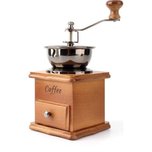 Hand grinder household hand coffee bean grinder manual coffee machine hand grinder solid wood small retro