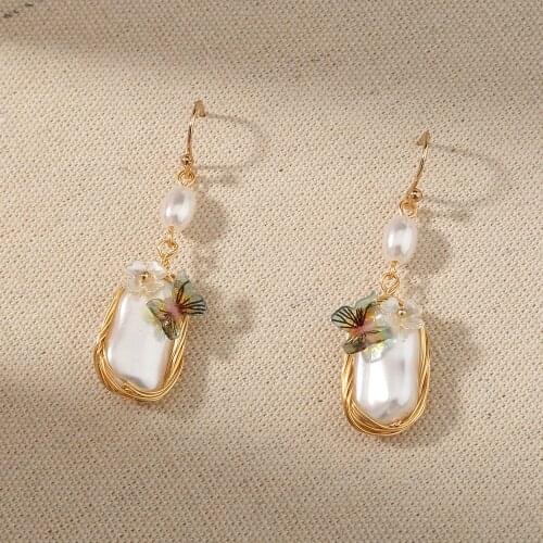 New Design Simple High-quality Butterfly Pearl Dangle Drop Earring Fashion Jewelry Accessories for women