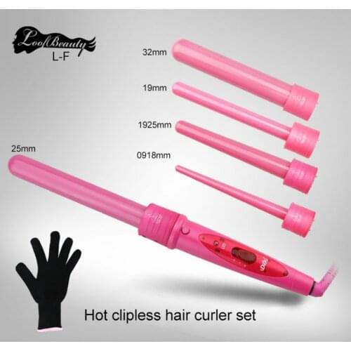 5 In 1 Hair Curlers Care Styling Curling Wand Interchangeable 3 Parts Clip Hair Iron Curler Set Curler Hair Styles Tool