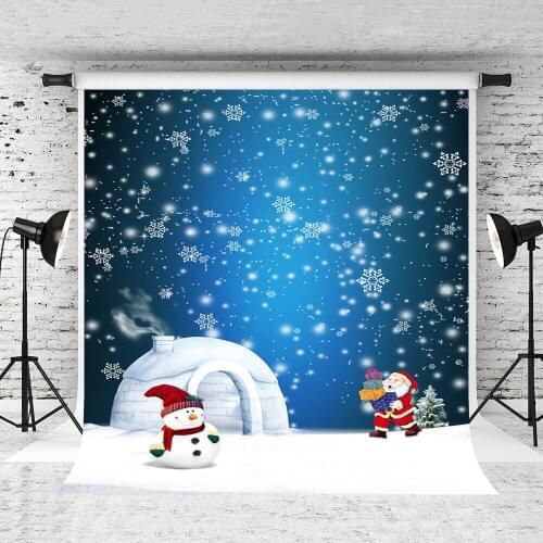 VinylBDS Blue Winter Photography Backgrounds Snowman Christmas Decorations For Home Santa Claus Camera Fotografica Profissional