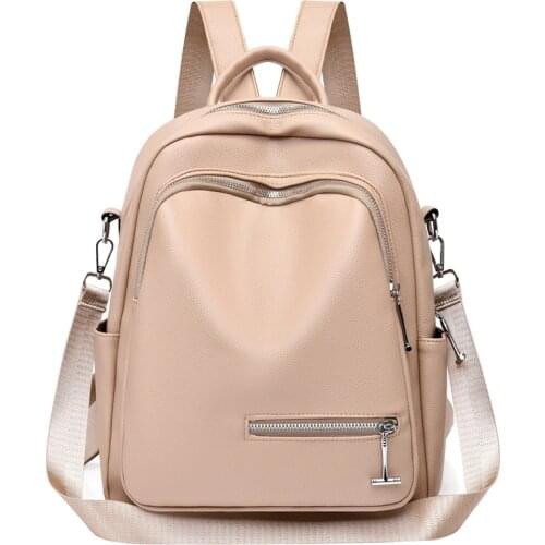 High Quality PU Leather Female Backpack Travel Backpack Large Capacity School Bag Girl Fashion Female Backpack