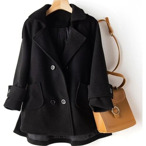 Winter new Korean style large size womens fashion short woolen coat womens woolen coat