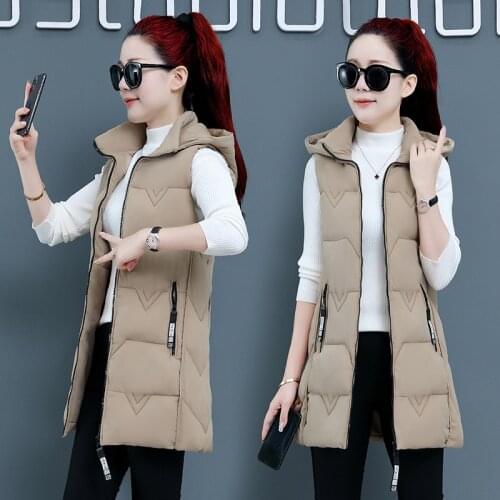 2021 SPring Autumn Korean Waistcoat vest winter women Hooded vest Women Hat detachable vest Womens down cotton vest