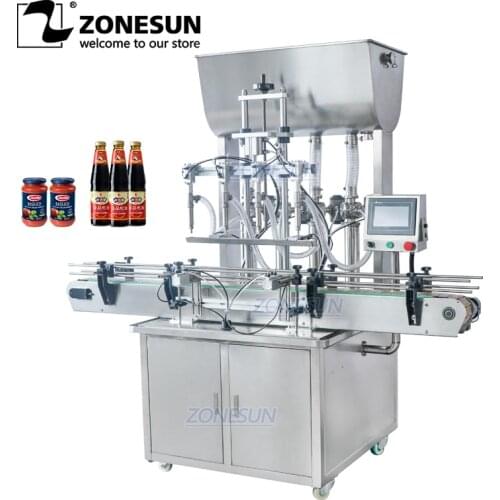ZONESUN Automatic Paste Tomato Sauce Cream Honey Liquid Bottle Filling Machine For Production