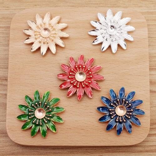 10 PCS 33mm Metal Alloy Drops Of Oil Enamel Flowers Connector DIY Handmade Accessories For Jewelry Making