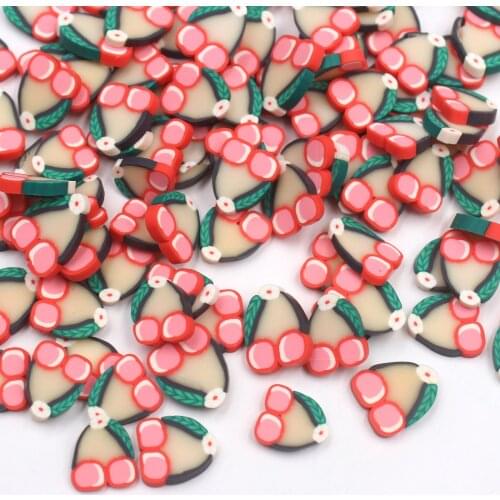 100g/lot Cherry Slices Polymer Clay Fruits Hot Soft Clay Sprinkles for Toys Arts Decoration DIY Crafts Filler Accessories