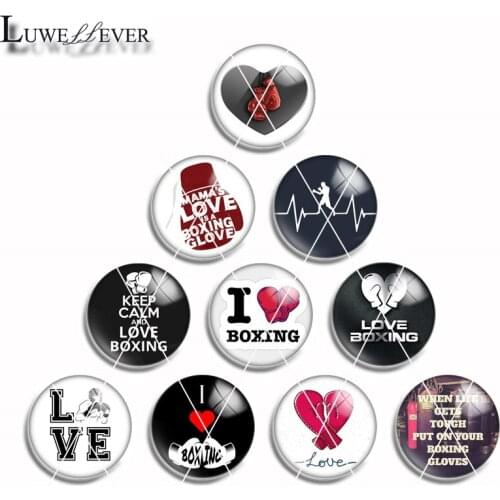 12mm 10mm 16mm 20mm 25mm 448 10pcs/lot US Love Boxing Mix Round Glass Cabochon Jewelry Finding 18mm Snap Button Charm Bracelet
