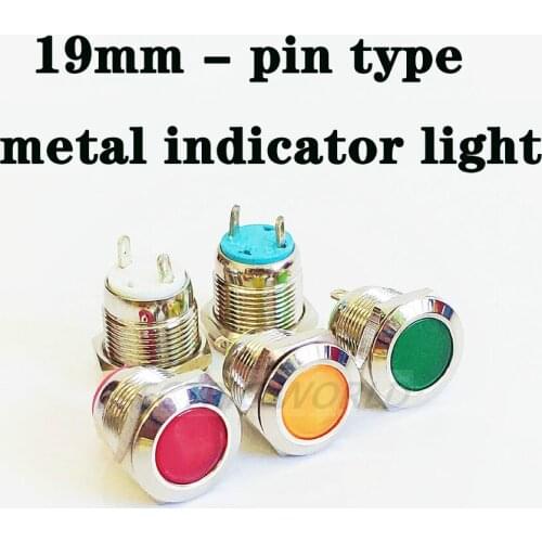 19mm waterproof Signal indicator lamp LED Metal Indicator light LIGHT 5V 12V 24V 220V pin type connector light for motor bike