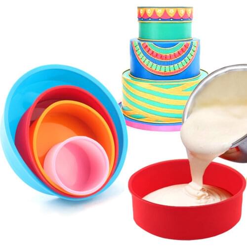 4 6 8 10 Inch Round Silicone Cake Mold Non-Stick Kitchen Bakeware DIY Pastry Bread Muffin Mousse Cake Tray Baking Accessories